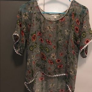see through, cropped floral shirt!